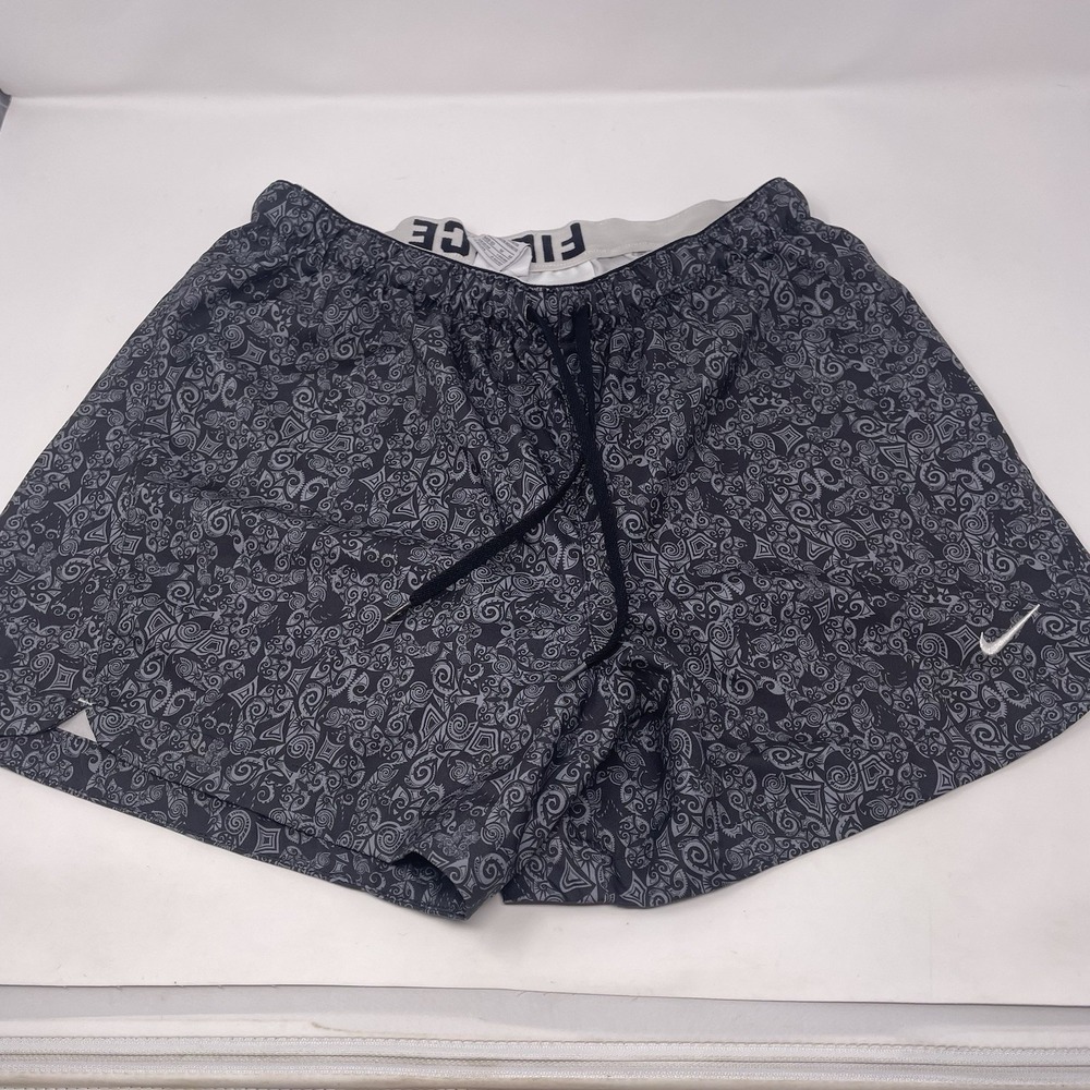 Nike Womens Shorts Size M Medium Black Grey Paisley Geometric Fierce Waistband